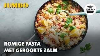 Wat eten we Romige pasta met gerookte zalm [upl. by Borer245]