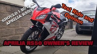 ENGLISH Aprilia RS50 50cc Sportbike Review Test Ride and Owners Opinion [upl. by Comstock]