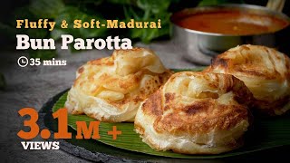 Bun Parotta Recipe  Madurai Bun Parotta  Most Famous Street Food  Parotta Recipes  Cookd [upl. by Llenet]