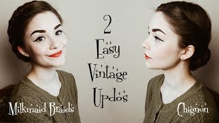 2 Easy Vintage Hairstyles  Hair Tutorial [upl. by Edalb]