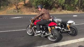 Triumph Thruxton 1200R Arrows headers and Remus mufflers Exhaust sound start stationary riding [upl. by Orodisi]