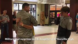 Military Dad Surprises Son amp Daughter at DIberville High [upl. by Flossie]