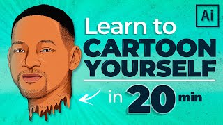 How to CARTOON Yourself · Step by Step  Illustrator Tutorial [upl. by Jena620]