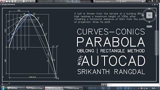 Parabola  Oblong  Rectangle Method  Engineering Graphics with AutoCAD [upl. by Ezar]