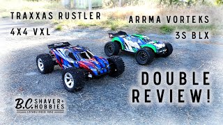 Traxxas Rustler 4x4 VXL amp Arrma Vorteks 3S BLX Product Review [upl. by Reena576]