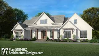 3Bed Modern Farmhouse House Plan 51814HZ Tour amp Walkthru ADHousePlans 2500 Sq Ft Farmhouse Plan [upl. by Free]