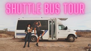 UNBELIEVABLE DIY Shuttle Bus Camper Conversion  BUS TOUR [upl. by Skardol778]