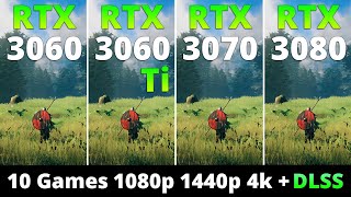 RTX 3060 vs RTX 3060 Ti vs RTX 3070 vs RTX 3080  10 Games 1080p 1440p and 4k  DLSS [upl. by Russel]