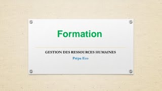 Gestion des Ressources humaines  La formation [upl. by Akeber]