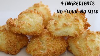 4 INGREDIENTS COCONUT COOKIES RECIPE  EASY HOMEMADE COOKIES [upl. by Dunn]