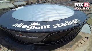 Allegiant Stadium drone footage of roof branding [upl. by Aiykan]