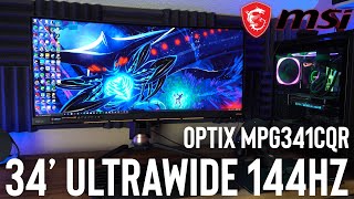 MSI 34inch 144hz Ultrawide Monitor Unboxing amp Overview OPTIX MPG341CQR [upl. by Ynoble]