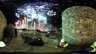 Fireworks at Edinburghs Hogmanay 360degree video [upl. by Tse576]