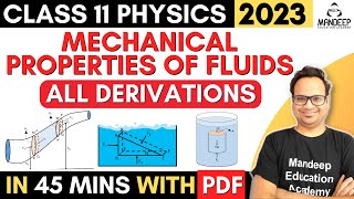 Mechanical Properties of Fluids all Derivations  Class 11 Physics Chapter 10  PDF [upl. by Ez]