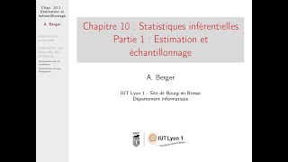 Probastats  Chapitre 10 Statistiques inférentielles  Partie 1 Estimation et échantillonnage [upl. by Didier]