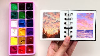 mini gouache landscape paintings 🌅  unboxing himi miya gouache from redorange 🧡 [upl. by Jessamine]