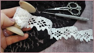 Lace Edging Crochet pattern design  Four Rows repeat [upl. by Jamima]