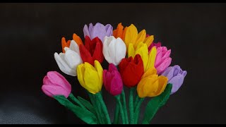 How to make beautiful paper tulip flowers  DIY Mothers day craft [upl. by Akenom699]