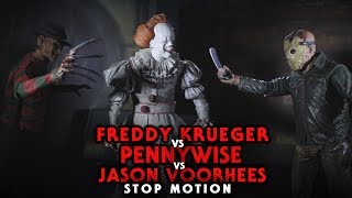 Freddy Krueger Vs Pennywise Vs Jason Voorhees Stop Motion [upl. by Esiom]