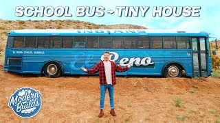 DIY SCHOOL BUS TINY HOUSE CONVERSION EP 1  MODERN BUILDS [upl. by Anilatak]