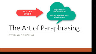 The Art of Paraphrasing Avoiding Plagiarism [upl. by Enneire]