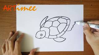 How to Draw a Sea Turtle [upl. by Ahsenak]