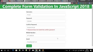 Complete Form Validation in JavaScript With Source Code 2018 Eng [upl. by Cyprio94]