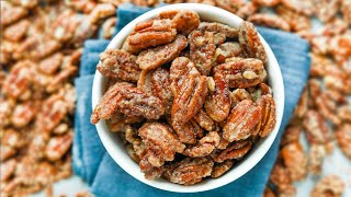 Keto Candied Pecans IN 10 MINUTES  Easy Low Carb Candied Pecans For Keto [upl. by Elletnohs]