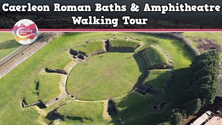 CAERLEON ROMAN BATHS amp AMPHITHEATRE WALES  Walking Tour  Pinned on Places [upl. by Sisak]