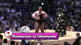 Dont Blink Takanoyama vs Osunaarashi Sumo Match Japan [upl. by Mcquoid]