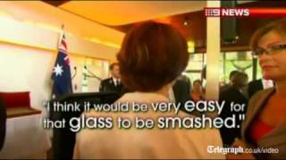 Australian riot police advise Julia Gillard to leave building during protest [upl. by Chaffee]