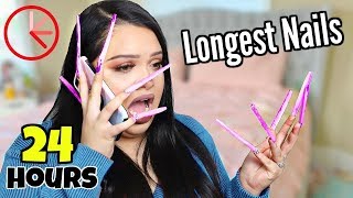 24 hour challenge with the Longest Nails Ever [upl. by Etz205]