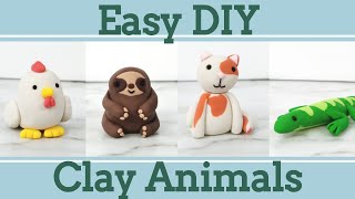 Easy Clay Animals for Beginners 5│4 in 1 Polymer Clay Tutorial [upl. by Heyer]