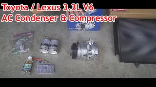 Toyota  Lexus 33L V6  AC Compressor Condenser Replacement Evacuation amp Recharge [upl. by Idok]