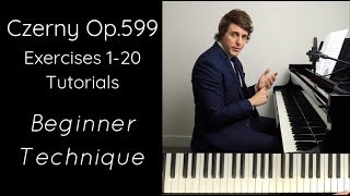 BEGINNER TECHNIQUE  Czerny Op599 Exercises 120 Tutorials [upl. by Ecirp]