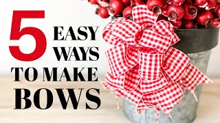 How to Make a Bow with Wired Ribbon  5 EASY ways [upl. by Villiers]