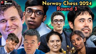 Norway Chess 2024 Round 3  ft Praggnanandhaa vs Carlsen [upl. by Lladnarc]