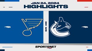 NHL Highlights  Blues vs Canucks  January 24 2024 [upl. by Buddie]