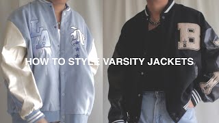 HOW TO STYLE Varsity Jackets  Varsity Jacket Outfit Ideas [upl. by Blen129]