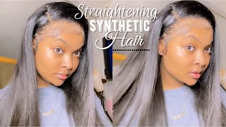 Straightening Synthetic Hair  ORGANIQUE [upl. by Hawkins]