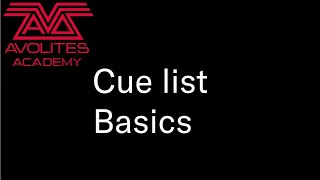 Cue list Basics [upl. by Nirrat]