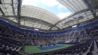 Arthur Ashe Stadium Unveils Retractable Roof [upl. by Tdnerb]