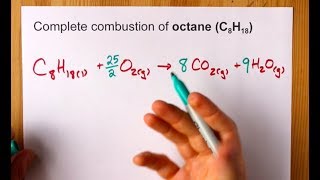 Complete Combustion of Octane C8H18 Balanced Equation [upl. by Dom]