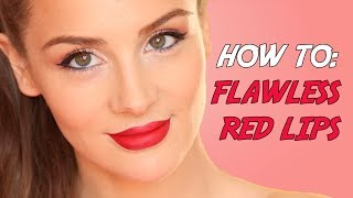 Red Lipstick Tutorial  how to apply red lipstick flawlessly  perfect red lips  PEACHY [upl. by Eleanor]