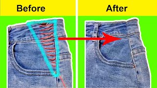 How to downsize the waist of jeans  Take in jeans waist  Pant waist alteration Easy amp Quick [upl. by Doersten]