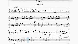 Spain  Chick Corea  Music Sheet Transcription  Alto Saxophone 🎷 [upl. by Notlew37]