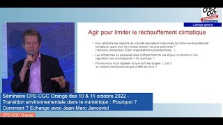 Jancovici  Transition dans le numérique  Pourquoi  Comment   Orange  11102022 [upl. by Adniral187]