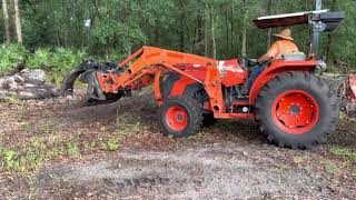 61 Kubota MX6000 Grappling Big Logs [upl. by Nawram]