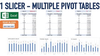 Excel Pivot Table Tutorial Part 4  1 Slicer for Multiple Pivot Tables [upl. by Atrebla]