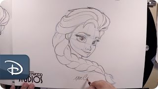 HowTo Draw Elsa From Frozen  Disneys Hollywood Studios [upl. by Katerine]